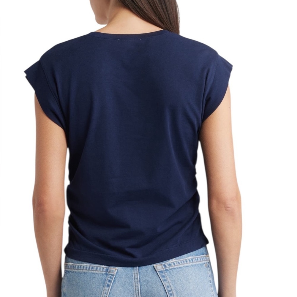 Madewell Sutro Side Cinch Muscle Tank Tee Shirt NWT S Midnight Navy - Picture 3 of 11
